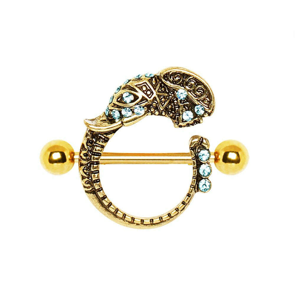 Gold Plated Tribal Elephant Nipple Shield Nipple Ring Impulse Piercings