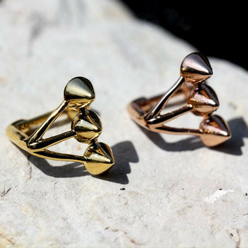 Gold Plated "Trident Triple" Spike Cartilage Earring