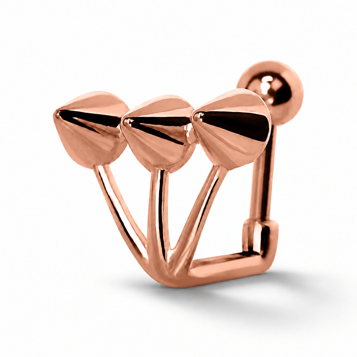 Gold Plated "Trident Triple" Spike Cartilage Earring - Skin Metals