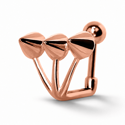 Gold Plated "Trident Triple" Spike Cartilage Earring - Skin Metals