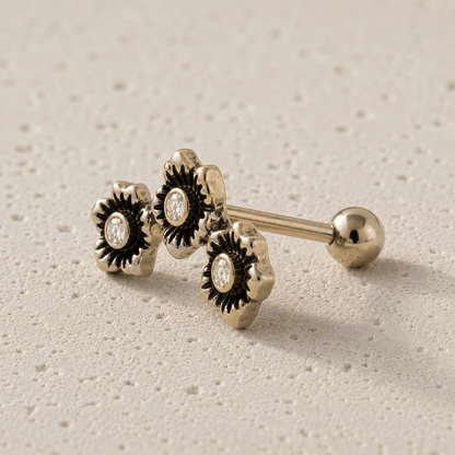 Gold Plated Triple Flower Cartilage Earring