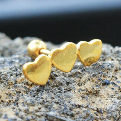Gold Plated Triple Heart Cartilage Earring