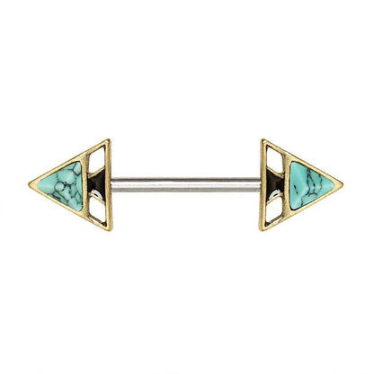 Gold Plated Turquoise Triangle Pyramid Nipple Bar Nipple Ring skin metals