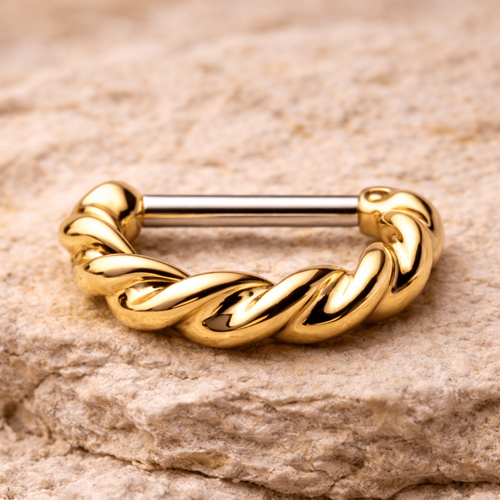 Gold Plated Twisted Septum Clicker - Skin Metals