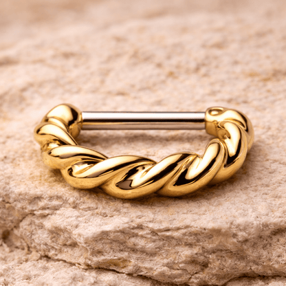 Gold Plated Twisted Septum Clicker - Skin Metals