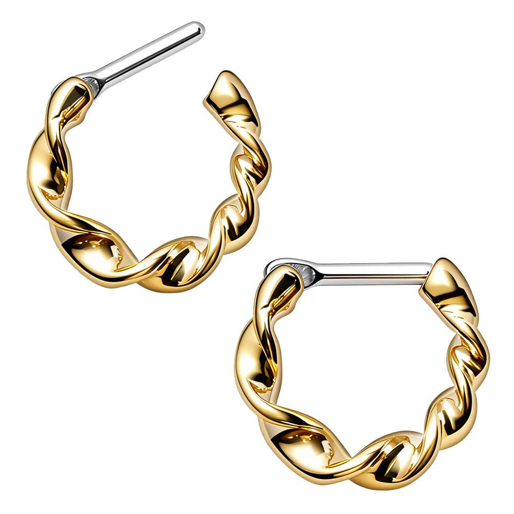 Gold Plated Twisted Septum Clicker - Skin Metals