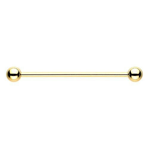 Gold PVD Basic Industrial Barbell Industrial Barbell Impulse Piercings 16 GA (1.2mm) 1-1/4" (32mm)