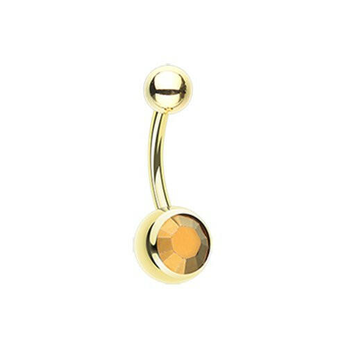 Gold PVD Jelly Belly Unity Gem Belly Button Ring Navel Ring Impulse Piercings