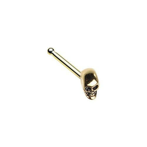 Golden 3D Skull Head Nose Stud Ring Nose Ring Impulse Piercings Default Title