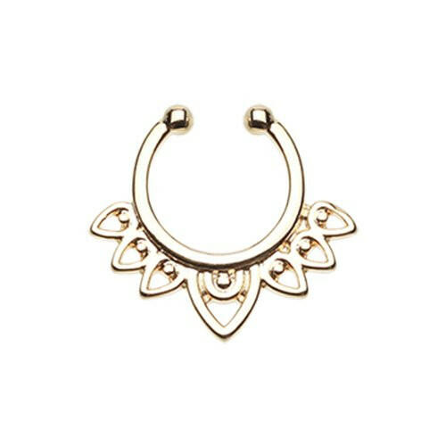 Golden Acerose Filigree Fake Septum Clip-On Ring Fake Septum Ring Impulse Piercings