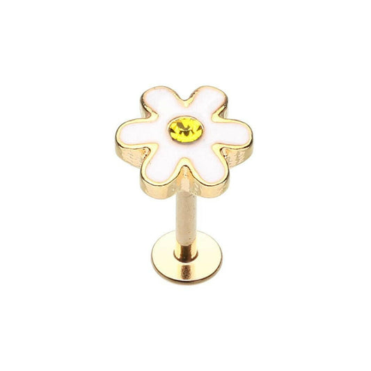 Golden Adorable Daisy Steel Labret Labret Impulse Piercings