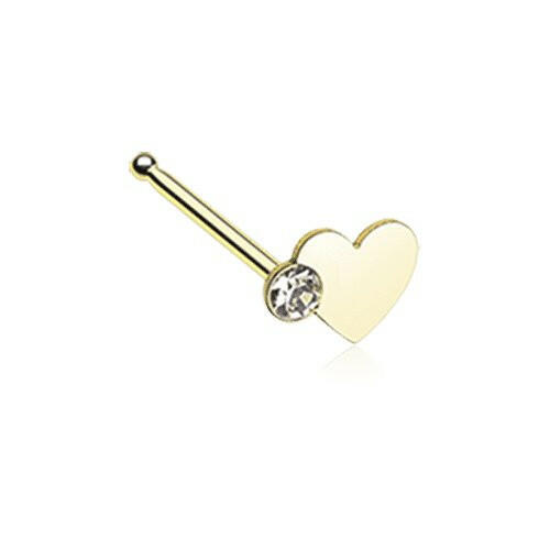 Golden Adorable Heart Sparkle Nose Stud Ring Nose Ring Impulse Piercings