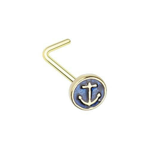 Golden Anchor Inlay L-Shape Nose Ring Nose Ring Impulse Piercings Default Title