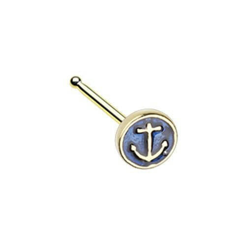 Golden Anchor Inlay Nose Stud Ring Nose Ring Impulse Piercings Default Title