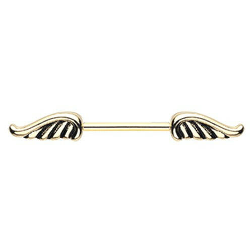 Golden Angel Wing Nipple Barbell Ring Nipple Ring Impulse Piercings