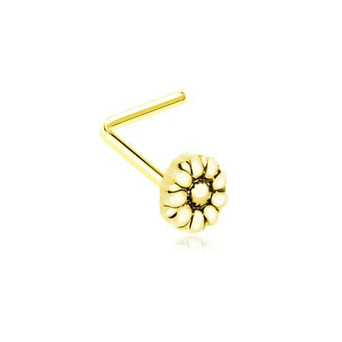 Golden Antique Dasiy Flower L-Shape Nose Ring Nose Ring Impulse Piercings