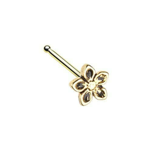 Golden Antique Heirloom Flower Nose Stud Ring Nose Ring Impulse Piercings Default Title