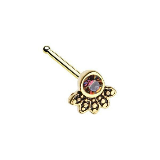 Golden Antique Majestic Sunburst Nose Stud Ring Nose Ring Impulse Piercings Default Title