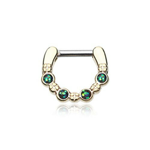 Golden Aurea Sparkle Septum Clicker Septum Ring Impulse Piercings 16 GA (1.2mm) 1/4" (6mm)