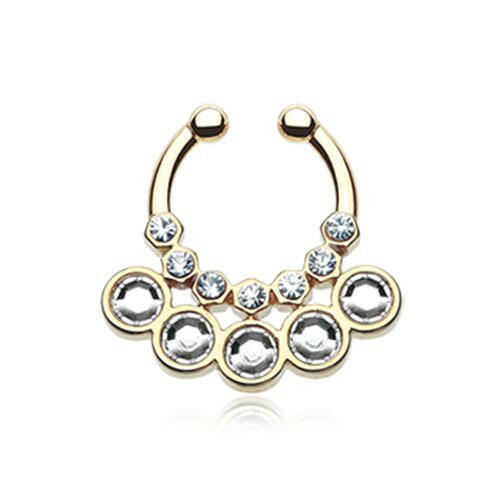 Golden Aureole Gemina Sparkle Fake Septum Clip-On Ring Fake Septum Ring Impulse Piercings Clear