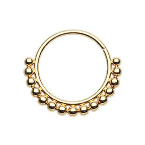 Golden Bali Ball Steel Bendable Nose Hoop Nose Ring Impulse Piercings 20 gauge (0.8mm) 5/16" (8mm)