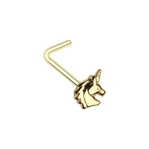 Golden Believe in Unicorns L-Shape Nose Ring Nose Ring Impulse Piercings Default Title