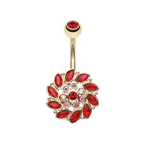 Golden Bera Sun Multi-Gem Belly Button Ring Navel Ring Impulse Piercings