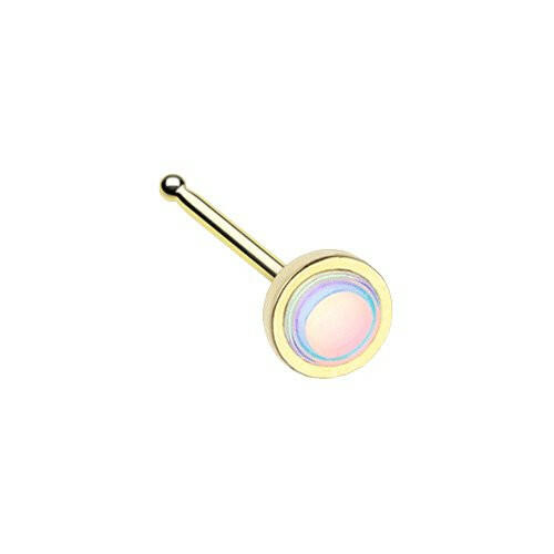 Golden Bezel Set Revo Reflecting Stone Nose Stud Ring Nose Ring Impulse Piercings Default Title