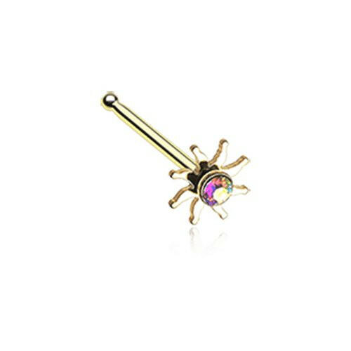 Golden Blazing Sun Sparkle Nose Stud Ring Nose Ring Impulse Piercings