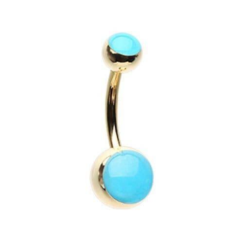 Golden Blue Glow in the Dark Steel Belly Button Ring Navel Ring Impulse Piercings