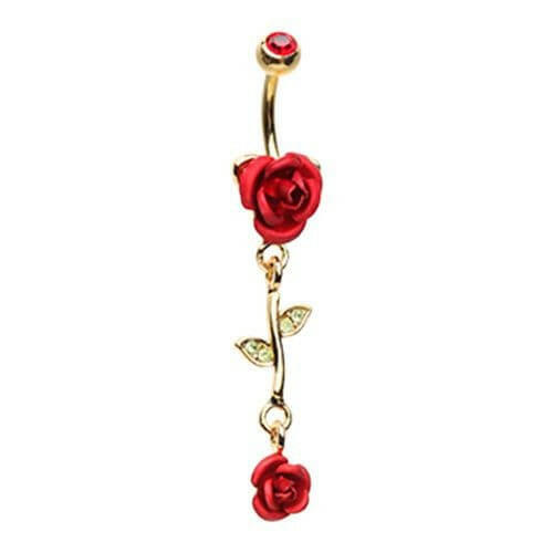 Golden Bright Metal Rose Belly Button Ring Navel Ring Impulse Piercings