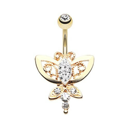 Golden Butterfly Grand Belly Button Ring Navel Ring Impulse Piercings