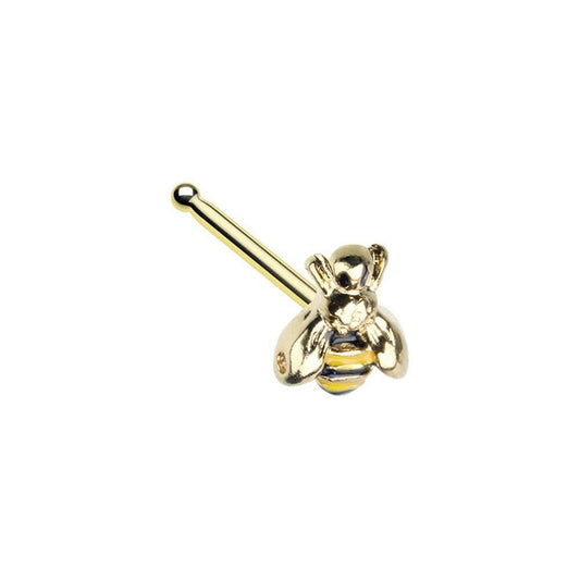 Golden Buzz off Bumble Bee Nose Stud Ring Nose Ring Impulse Piercings Default Title