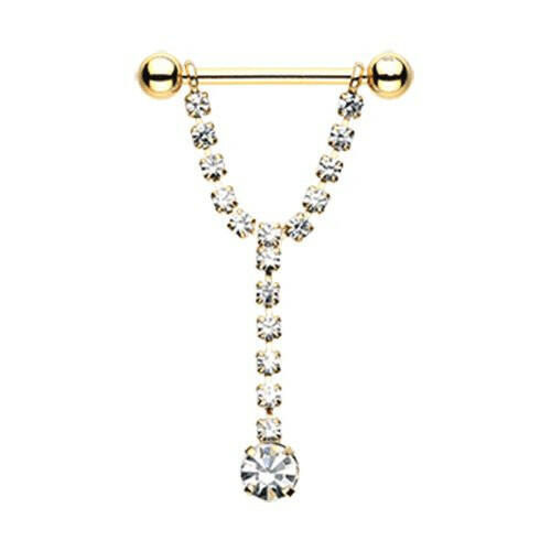 Golden Chandelier Gems Nipple Barbell Ring Nipple Ring Impulse Piercings