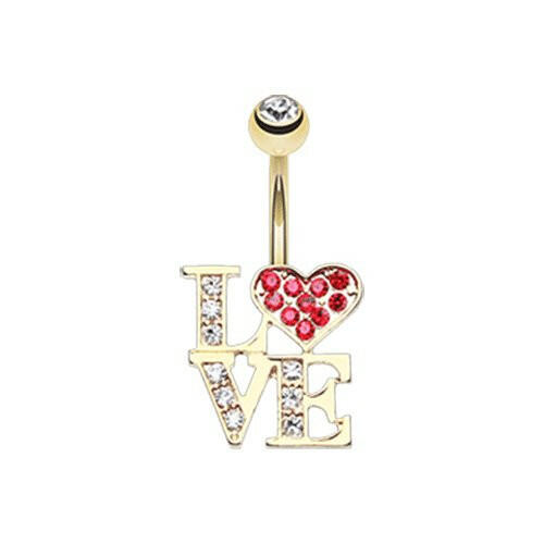 Golden Charming LOVE Belly Button Ring Navel Ring Impulse Piercings