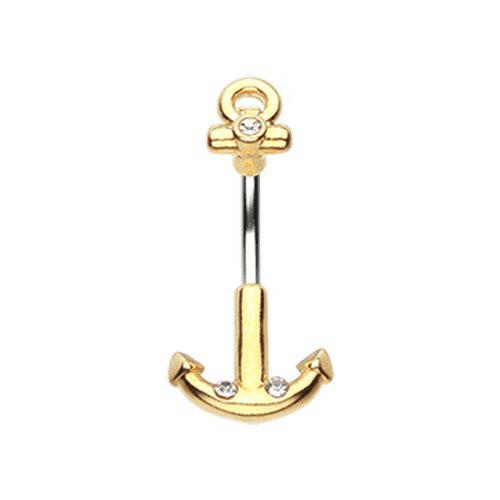 Golden Classic Anchor Dock Belly Button Ring Navel Ring Impulse Piercings