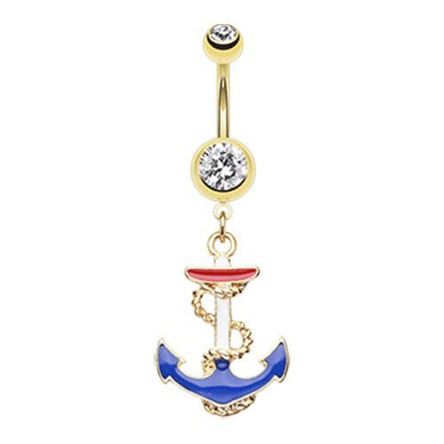 Golden Classic Euro Anchor Belly Button Ring Navel Ring Impulse Piercings