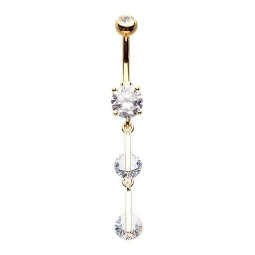 Golden Classic Gem Drop Cubic Zirconia Belly Button Ring Navel Ring Impulse Piercings