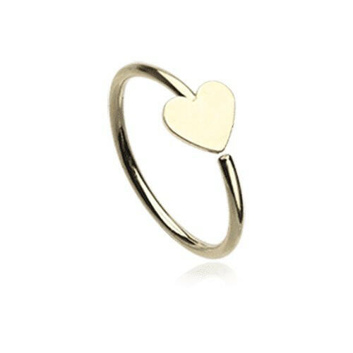 Golden Classic Heart Bendable Nose Hoop Nose Ring Impulse Piercings 20 gauge (0.8mm) 5/16" (8mm)