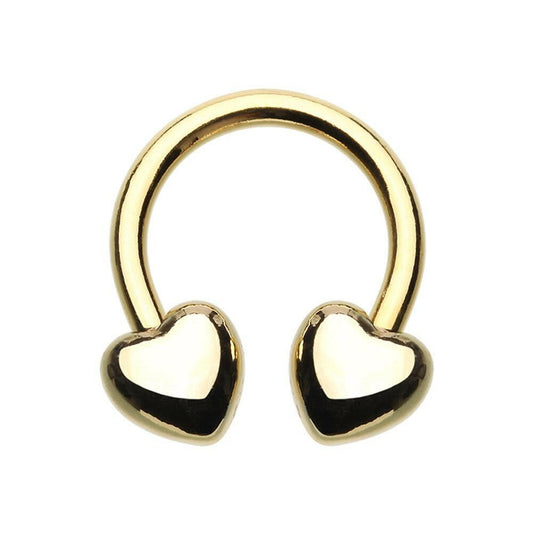 Golden Classic Heart Horseshoe Circular Barbell Circular Barbell Impulse Piercings 16 GA (1.2mm)