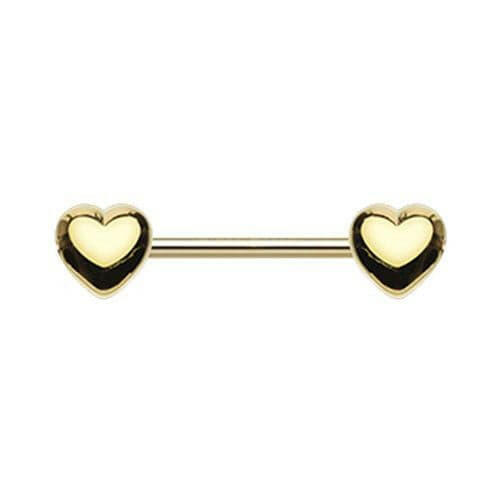 Golden Classic Heart Nipple Barbell Ring Nipple Ring Impulse Piercings