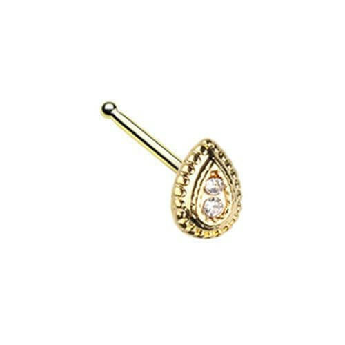 Golden Classic Ornate Teardrop Nose Stud Ring Nose Ring Impulse Piercings Default Title