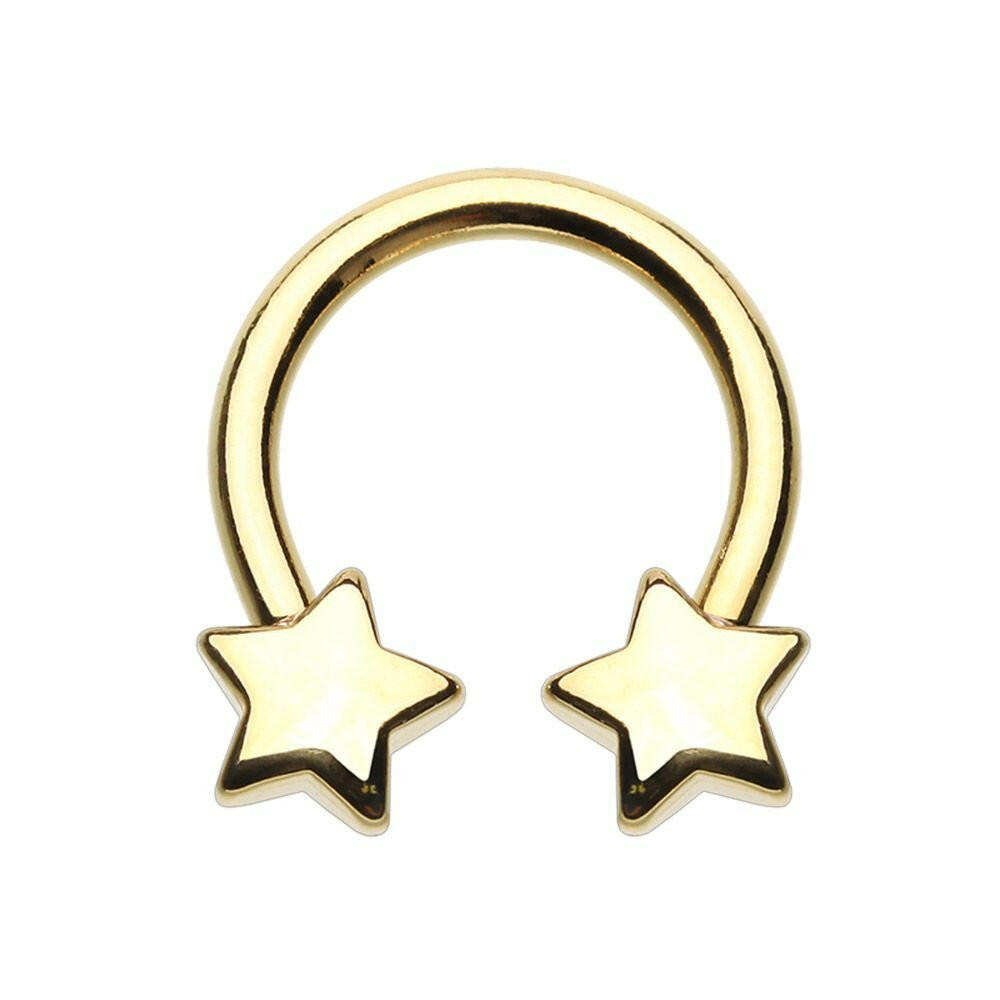 Golden Classic Star Horseshoe Circular Barbell Circular Barbell Impulse Piercings 16 GA (1.2mm)