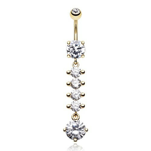 Golden Classy Multi-Gem Sparkle Cubic Zirconia Belly Button Ring Navel Ring Impulse Piercings