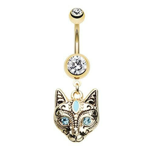 Golden Cleopatra Cat Belly Button Ring Navel Ring Impulse Piercings