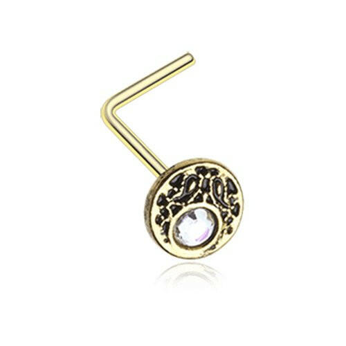 Golden Crescent Legend Sparkle Icon L-Shaped Nose Ring Nose Ring Impulse Piercings