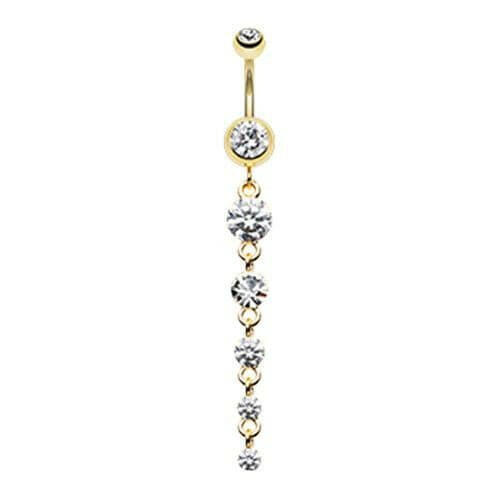 Golden Crystalline Droplets Fall Belly Button Ring Navel Ring Impulse Piercings