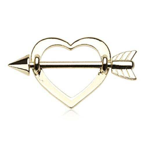 Golden Cupid's Heart Nipple Shield Ring Nipple Ring Impulse Piercings