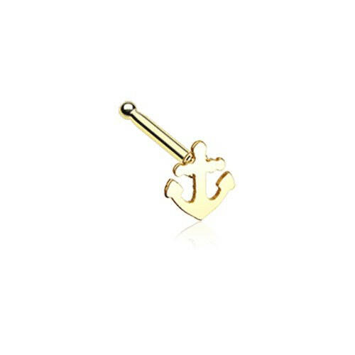 Golden Dainty Anchor Icon Nose Stud Ring Nose Ring Impulse Piercings