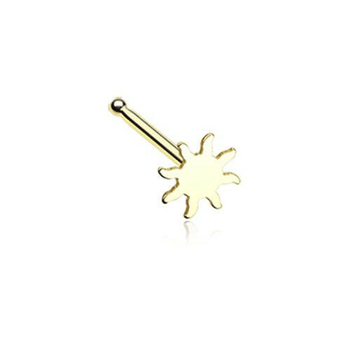 Golden Dainty Blazing Sun Icon Nose Stud Ring Nose Ring Impulse Piercings